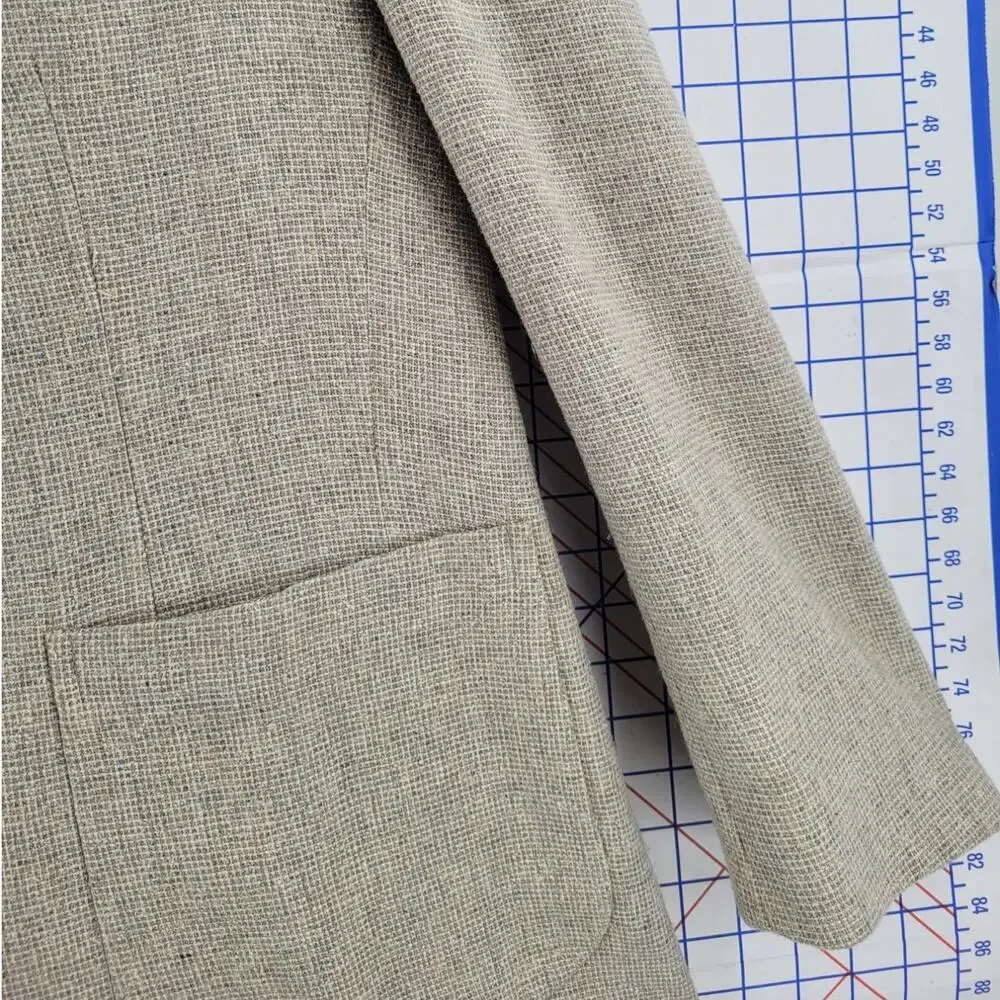 Beige Tweed Linen Blend Men’s Blazer Barrage Classic Double Vent Tailoring‎